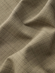 Khaki Green Crepe Textured Button Neck Polo Shirt - Image 7 of 7
