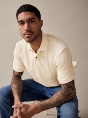 Ecru White Regular Fit Short Sleeve Pique Polo Shirt - Image 4 of 9