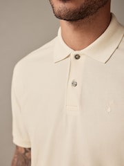 Ecru White Regular Fit Short Sleeve Pique Polo Shirt - Image 5 of 9