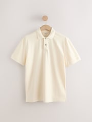 Ecru White Regular Fit Short Sleeve Pique Polo Shirt - Image 7 of 9