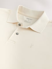 Ecru White Regular Fit Short Sleeve Pique Polo Shirt - Image 9 of 9