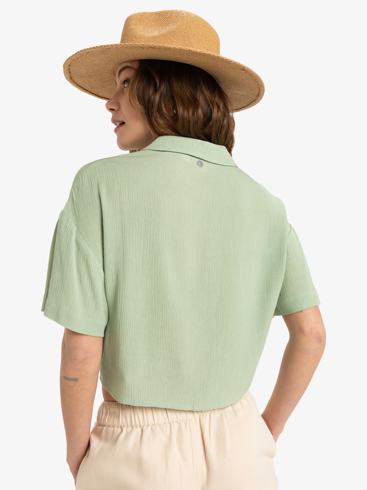 Roxy Green Salty Sweet Short Sleeve Crop Shirt - Image 2 of 6