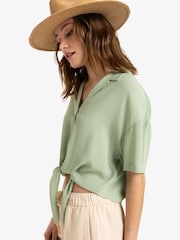 Roxy Green Salty Sweet Short Sleeve Crop Shirt - Image 3 of 6