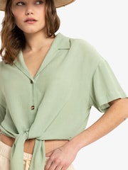 Roxy Green Salty Sweet Short Sleeve Crop Shirt - Image 4 of 6