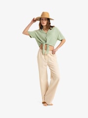Roxy Green Salty Sweet Short Sleeve Crop Shirt - Image 5 of 6