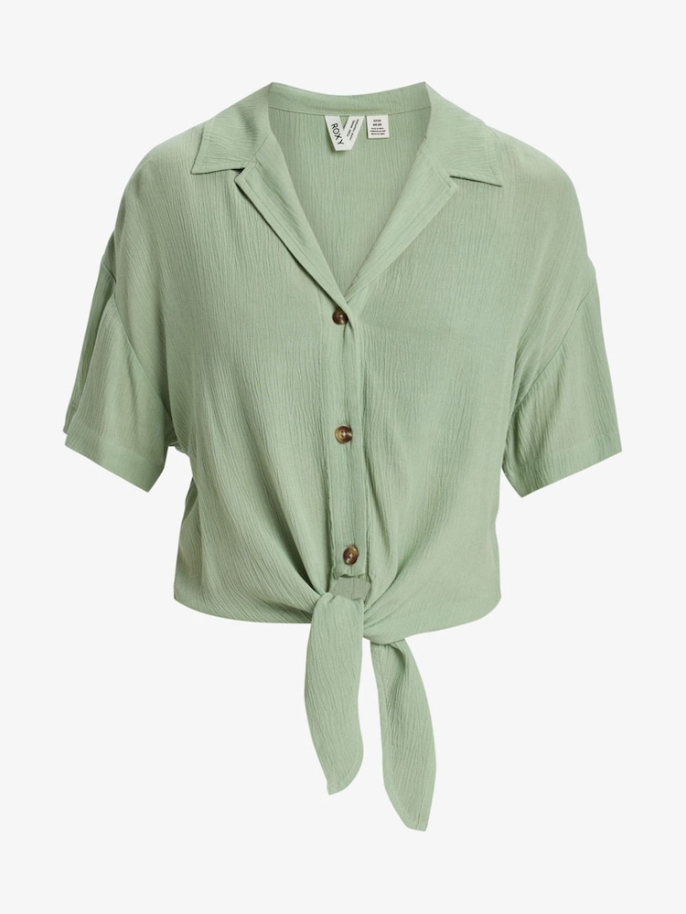 Roxy Green Salty Sweet Short Sleeve Crop Shirt - Image 6 of 6