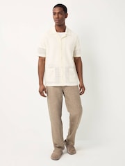 Neutral Crochet Textured Button Through Shirt - Image 3 of 9