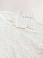 Neutral Crochet Textured Button Through Shirt - Image 9 of 9