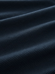 Marine - Textured Waffle Button Through 100% Cotton Polo Shirt - Bild 8 von 9