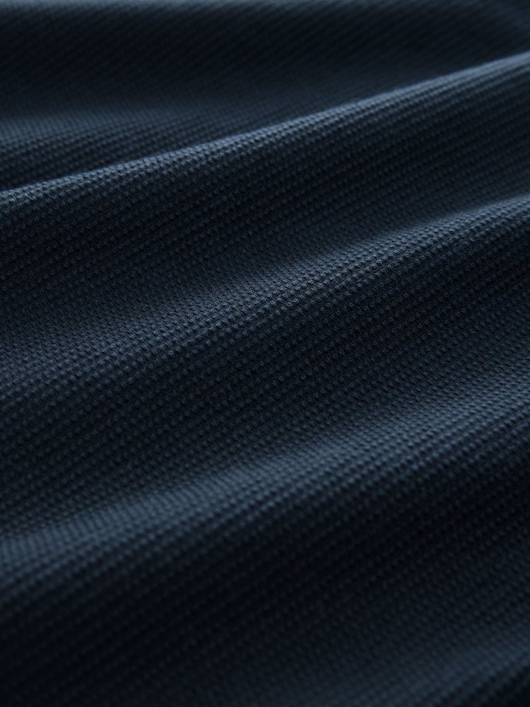 Bleumarin - Textured Țesătură de vafe Cu nasturi  100% Cotton Tricouri polo - Image 8 of 9