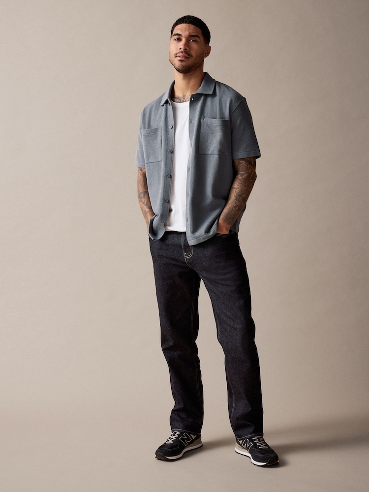 Blue Heavyweight Textured Jersey 100% Cotton Shirt - Image 2 of 10