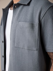Blue Heavyweight Textured Jersey 100% Cotton Shirt - Image 7 of 10