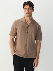 Stone Neutral Textured 100% Cotton Jersey Shirt - Image 1 of 7