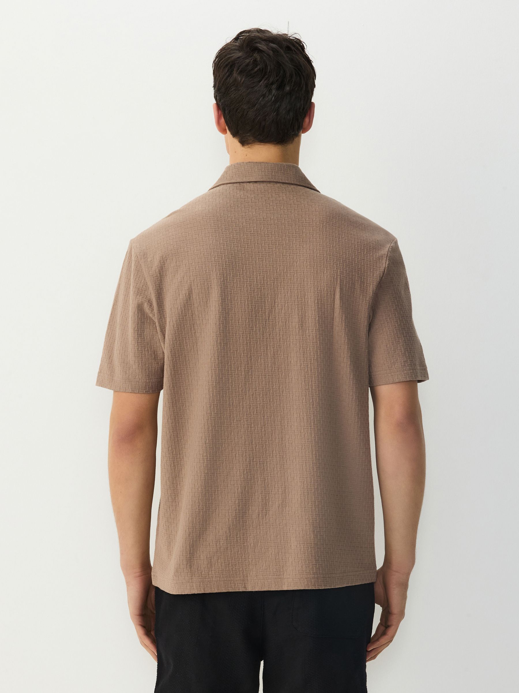 Buy Stone Neutral Textured 100% Cotton Jersey Shirt from Next USA