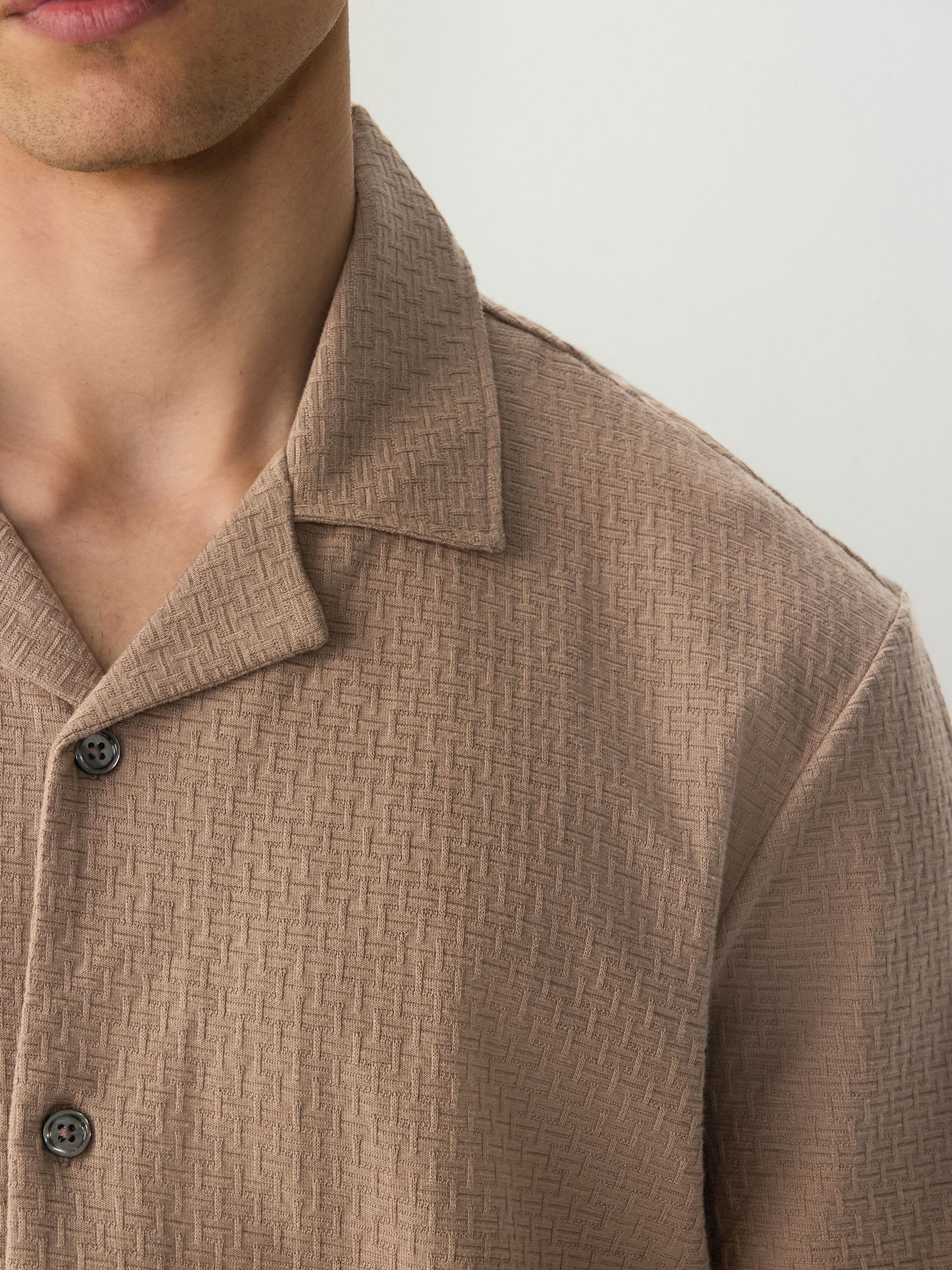 Buy Stone Neutral Textured 100% Cotton Jersey Shirt from Next USA