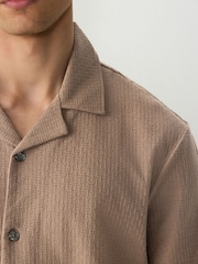 Stone Neutral Textured 100% Cotton Jersey Shirt - Image 4 of 7