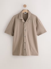 Stone Neutral Textured 100% Cotton Jersey Shirt - Image 5 of 7