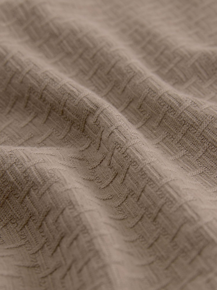 Stone Neutral Textured 100% Cotton Jersey Shirt - Image 6 of 7