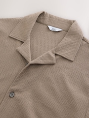 Stone Neutral Textured 100% Cotton Jersey Shirt - Image 7 of 7