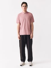 Pink Textured Zip Neck Polo Shirt - Image 4 of 7