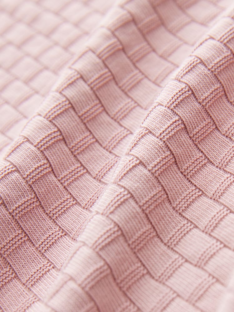 Pink Textured Zip Neck Polo Shirt - Image 7 of 7