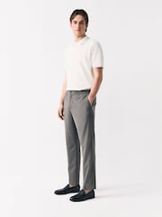 White Tipped Short Sleeve Textured Quarter Zip Polo Shirts - Image 2 of 8
