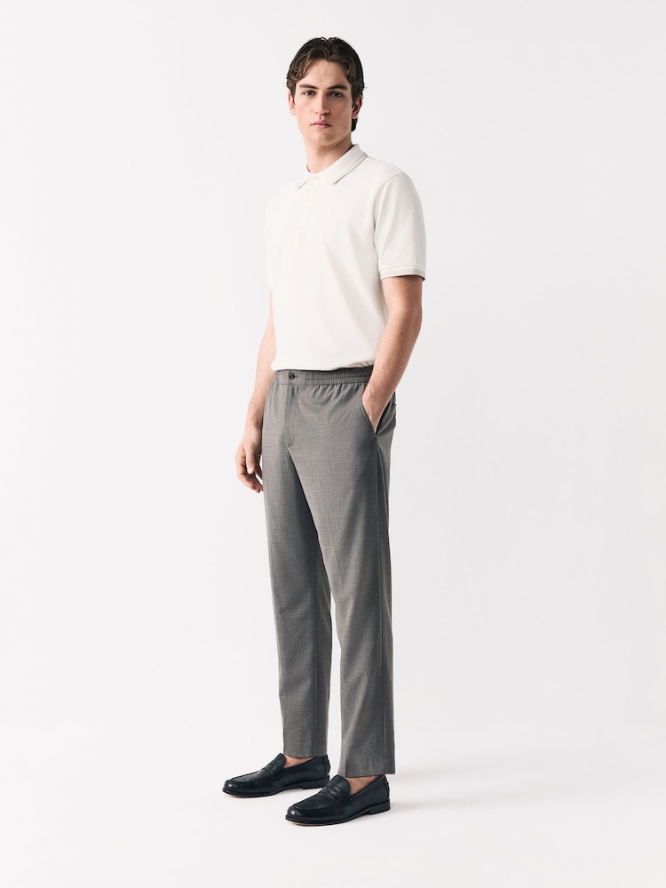 White Tipped Short Sleeve Textured Quarter Zip Polo Shirts - Image 2 of 8