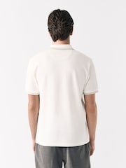 White Tipped Short Sleeve Textured Quarter Zip Polo Shirts - Image 4 of 8