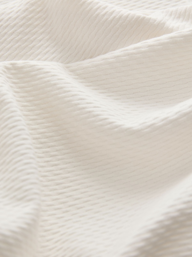 White Tipped Short Sleeve Textured Quarter Zip Polo Shirts - Image 8 of 8