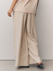 Natural Wide Leg Trousers with Linen - Image 3 of 4