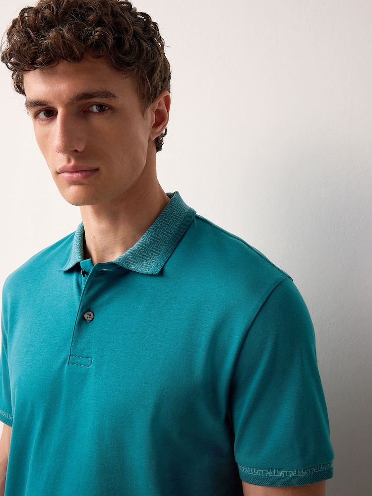 Petrolgrün - Kurzarm-Polo-Shirt mit elegantem Kragen - Bild 1 von 7