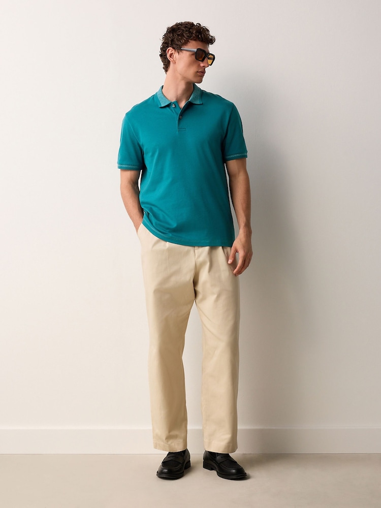 Petrolgrün - Kurzarm-Polo-Shirt mit elegantem Kragen - Bild 2 von 7
