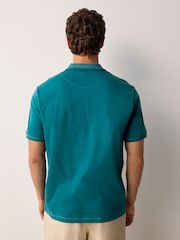 Petrolgrün - Kurzarm-Polo-Shirt mit elegantem Kragen - Bild 3 von 7