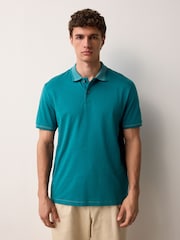 Petrolgrün - Kurzarm-Polo-Shirt mit elegantem Kragen - Bild 4 von 7