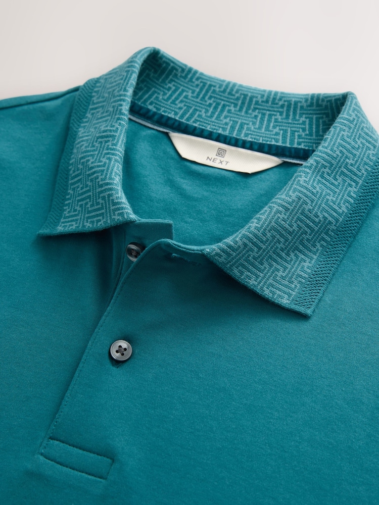 Petrolgrün - Kurzarm-Polo-Shirt mit elegantem Kragen - Bild 7 von 7