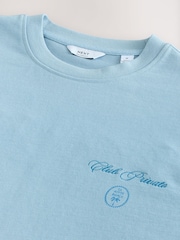 Light Blue Relaxed Fit Graphic Print Heavy Weight T-Shirt - Image 9 of 9