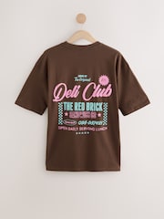 Blanc/vert/brun - Relaxed Fit Graphic Print Heavyweight 100% Cotton T-Shirt - Image 3 de 16