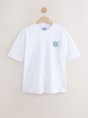 Blanc/vert/brun - Relaxed Fit Graphic Print Heavyweight 100% Cotton T-Shirt - Image 5 de 16