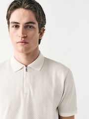 White Smart Quarter Zip Polo Shirt - Image 1 of 9