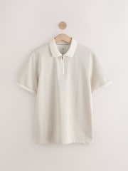 White Smart Quarter Zip Polo Shirt - Image 6 of 9