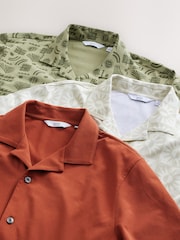 C рисунком - Cuban Collar Textured Jersey Short Sleeve Shirts 3 Pack - Изображение 11 из 12