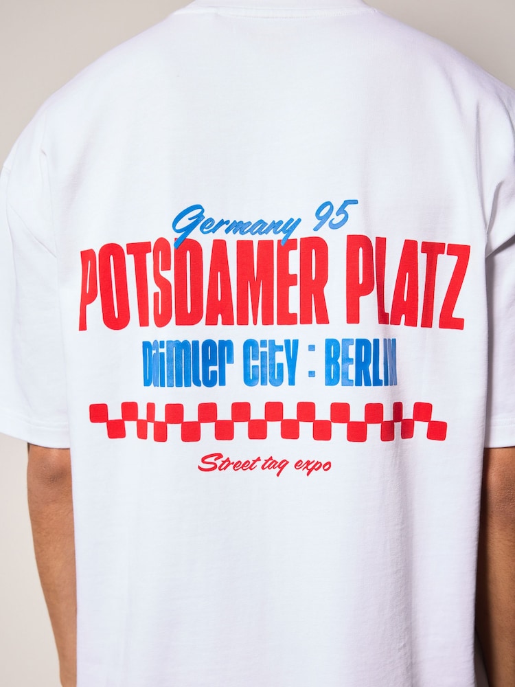 White Relaxed Fit Graphic Print Heavy Weight T-Shirt - Image 5 of 9