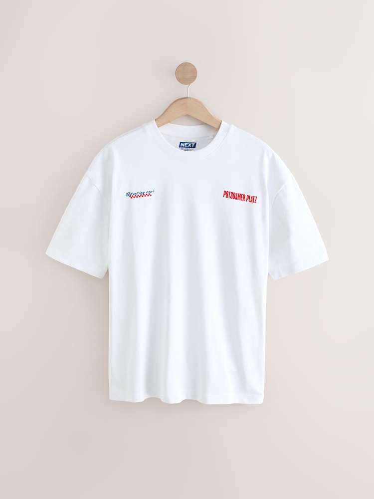 White Relaxed Fit Graphic Print Heavy Weight T-Shirt - Image 6 of 9