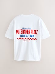 White Relaxed Fit Graphic Print Heavy Weight T-Shirt - Image 7 of 9