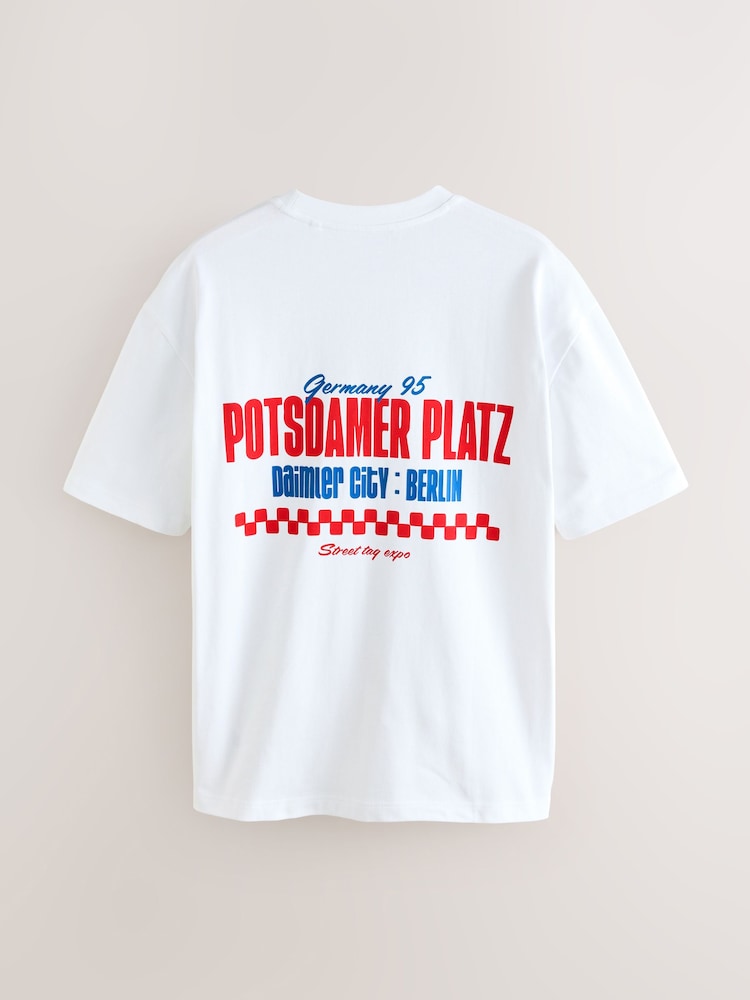 White Relaxed Fit Graphic Print Heavy Weight T-Shirt - Image 7 of 9