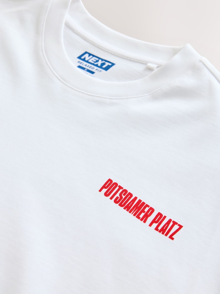 White Relaxed Fit Graphic Print Heavy Weight T-Shirt - Image 8 of 9