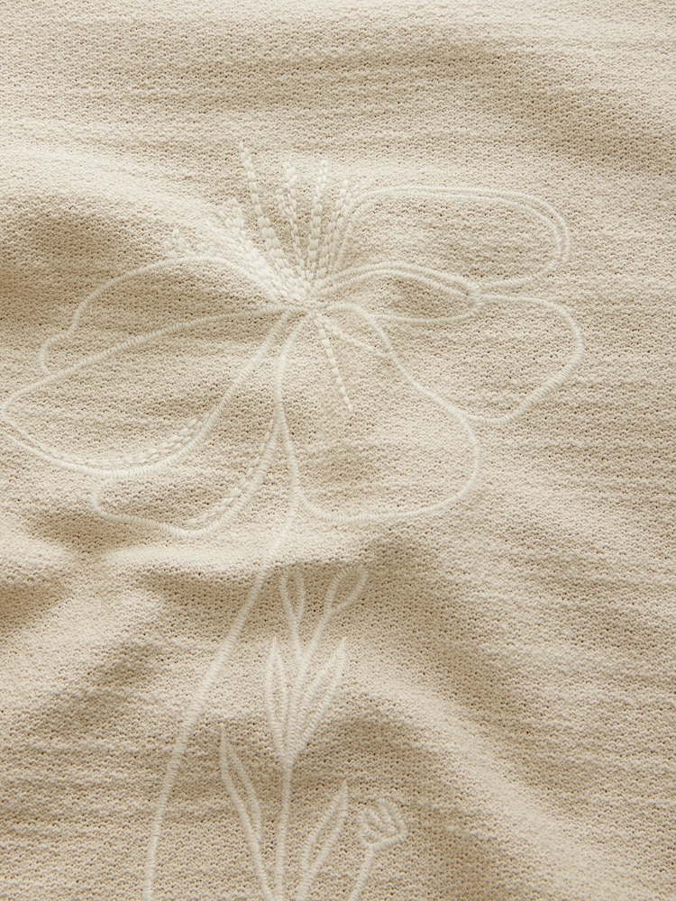 Neutral Floral Embroidered Graphic Jersey Shirt - Image 8 of 8