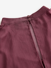 Burgundy Red Sheer Layer Cap Sleeve Top - Image 8 of 9
