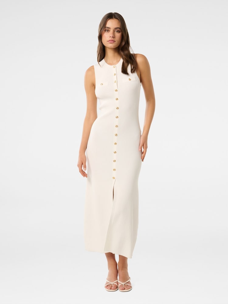 Forever New White Kelly Button Through Knit Dress - Image 1 of 5