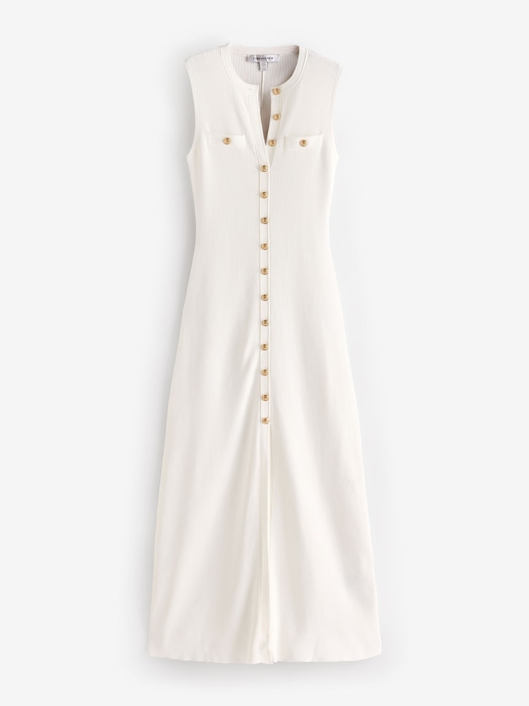 Forever New White Kelly Button Through Knit Dress - Image 5 of 5